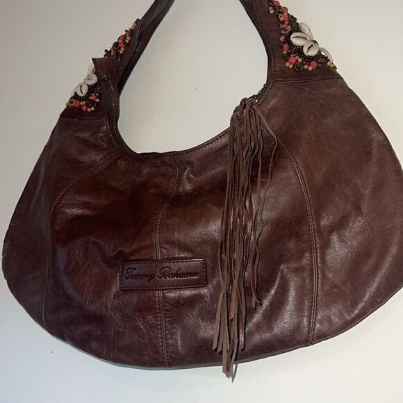 Tommy Bahama Seashore beaded hobo shoulder leather - Picture 4 of 8
